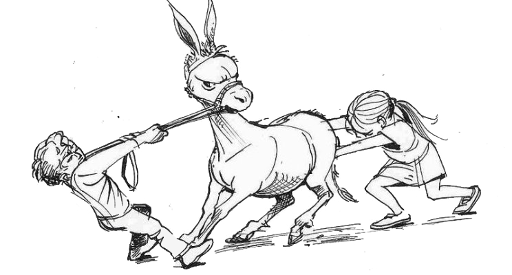 To make a donkey move forward, pull it by the tail.